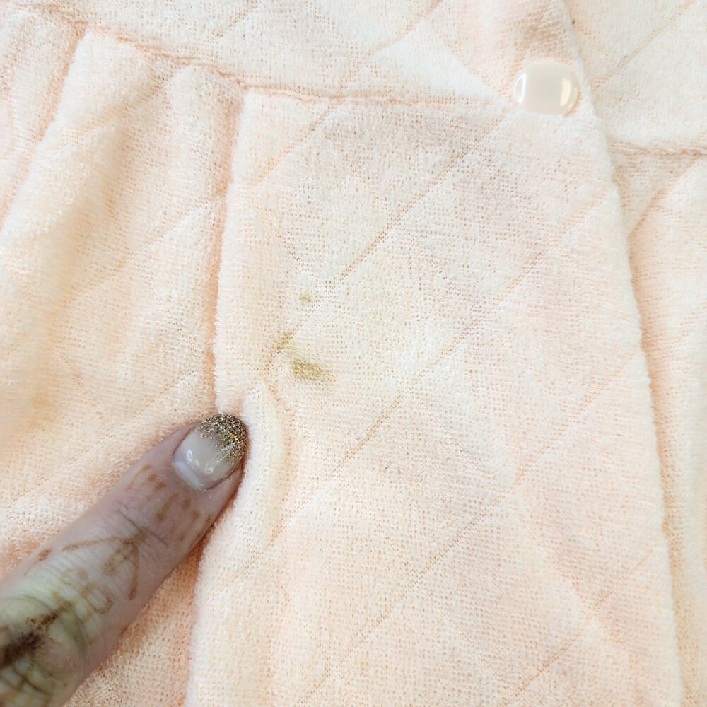 VTG House Coat S Pastel Blue Pink Floral 2pc Snap Button Grandmacore Cottagecore - Picture 11 of 12